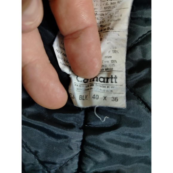 Carhartt‎ Bib Overalls Mens 40 Black R33 Insulated Quilted Workwear Double Knee - Picture 9 of 12